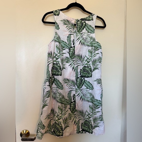 C&C California 100% Linen Tank Mini Dress with Palm Print in Size Small - Picture 2 of 4